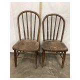 (2) Primitive Child's Wood Chairs, NO SHIPPING,