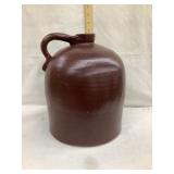 2 Gal. Brown Stoneware Jug, 11 1/2'T, Lip Chip