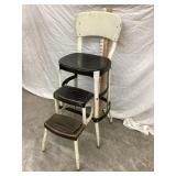 Vintage Metal Kitchen Step Stool, Back is 35'T