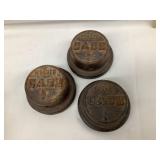 (3) Case Grease Hubs, Iron, 3' Diameter