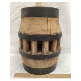 Primitive Wood Wagon Wheel Hub, 12 1/2' T
