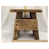 Primitive Wood Milking Stool, 11 3/4' T, 10 1/2'