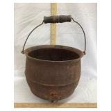 Cast Iron Footed Cauldron, 8 3/4' T, 10 1/4'
