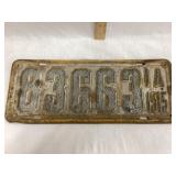 1915 Iowa Metal License Plate, 15'L, 6'T