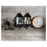 Wall Lamps and Bird Clock