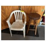 Stool and Plastic Chair