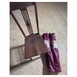 Pair of folding lawn chairs. Wooden chair