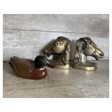 Brass bookends, duck