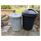 *OUTDOOR* (1) Plastic Trash Can (1) Metal Trash