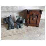 Wood cabinet, bookends