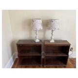 Shelves with lamps