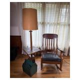 Vintage Wood Rocking Chair with Table Light and