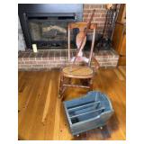 Vintage Wood Rocker with Wicker Seat, Wood