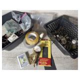 Vintage hardware, extension cords, brass door