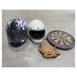 Helmets, Dart Board, Glove