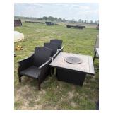 Patio Fire Table, (3) Chairs