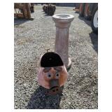Metal Pig Planter, Bird Bath Base