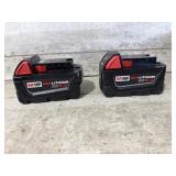 (2) Milwaukee M18 Red Lithium Batteries