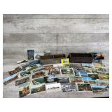 Vintage Wooden Crates, Vintage Post Cards