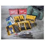Drill bits, and containers
