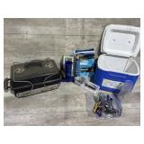 Grill, cooler, silverware
