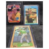 Mark McGwire RC lot of 3, 1987 card has gum mark