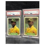 1982 Fleer Rickey Henderson PSA 9 and 6 cards