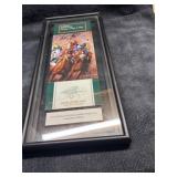 Framed Inaugural Indiana Derby Ticket unclearly