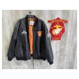 Leather Jacket with Marine Patch