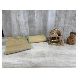 (2) Straw Beach Mats, Tiki Hut Decor and a