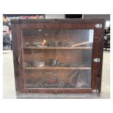 Wood Display Cabinet with Contents