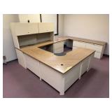 Metal Executive U -Shape Desk, Overhead Hutch a