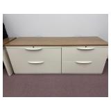 4 Drawer Metal Filing Cabinet with Wood Grain Top