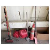 Gas cans brooms