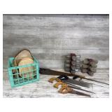 Wood, Assorted Hand Saws, Two Storage Towers