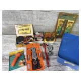 Hand riveter, cutters, grinding wheel dresser