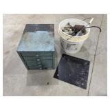 Metal Tool Chest, Metal Plate, Pipe Fittings