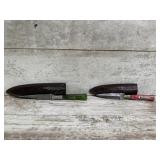 (2) Fixed Blade Damascus Knives