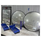 Convex Curved Mirrors Storage Bins and Wall Mirror