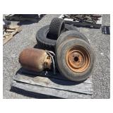 Tires And Rims With Propane Tank