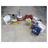 Gas cans oils and cleaner