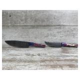 (2) Fixed Blade Damascus Knives