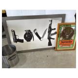 Harley Davidson trash can, signs
