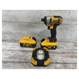 Dewalt 20V Impact, (2) Batteries, Light