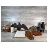 Longaberger Basket, Eagle Decor, Railroad Lamp,