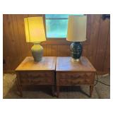 Pair of end tables, lamps