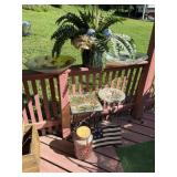Glass side table, decor