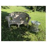 Wicker Loveseat and Table with Glass