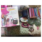 Karaoke machine, marbles, pencils