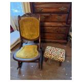 Wooden Rocking Chair, Stool